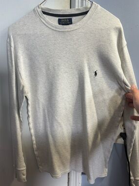 Polo Ralph Lauren Men’s Waffle Knit Thermal Shirt Gray Cotton Size M